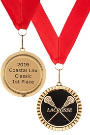 MDL-CM- Crossed Stick Mylar Lacrosse Medal ***SALE $4.50***